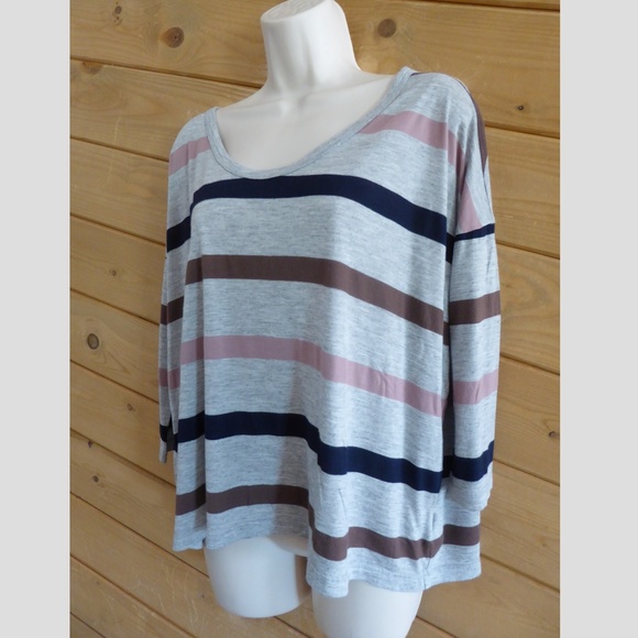 Soft Joie Gray Blue Oversized Top Shirt T-shirt L - Picture 2 of 7